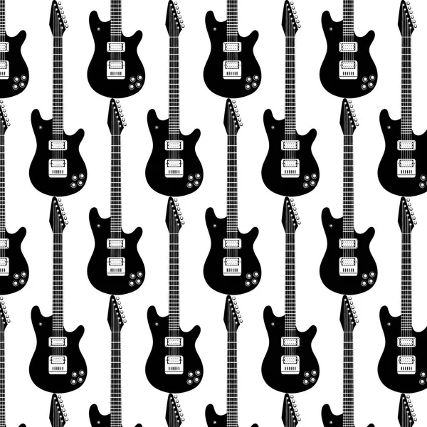 Patrón Vectorial Con Guitarra Dibujada Mano Plantilla Para Tarjeta Póster — Vector de stock
