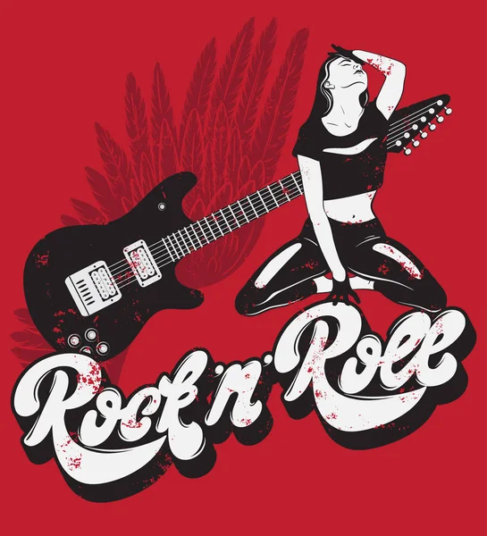 Rock Roll Kézírásos Betűk Vintage Textúra Években Stílusosan Készült Kézzel — Stock Vector