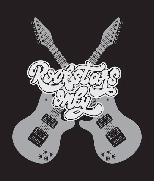 Rockstars Sadece Gitar Kanatları Yazısı Yazı Ile Vektör Elle Çizilmiş — Stok Vektör