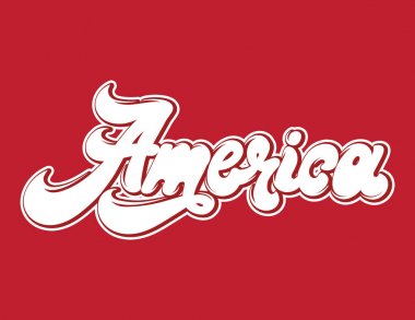 Amerika. El yazısı harfler izole vektör. Şablon için kart, poster, afiş, etiket, PIN, rozet, yazdırmak için t-shirt. 