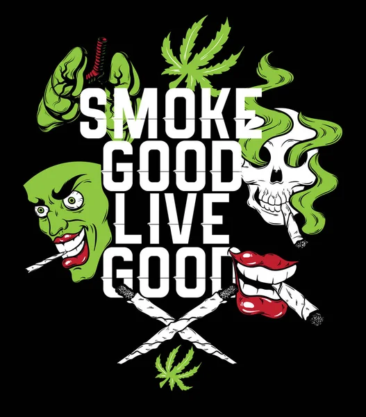 Rook Goed Live Goed Vector Offerte Typografische Achtergrond Marihuana Met — Stockvector