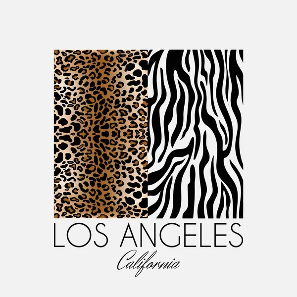 Los Angeles California Stampe Animalistiche Disegnate Mano Vettoriale Opera Arte — Vettoriale Stock