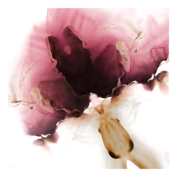 Vector hand drawn watercolor purple background with gold. Creative  artwork . Template for card, poster, banner, print for t-shirt, patch.