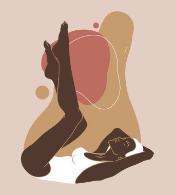 İzole ettiğim yalancı kızın minimalist çizimi. Soyut şekilli yaratıcı sanat eserleri. Kartpostal, poster, afiş, tişört, etiket, yama için baskı şablonu.