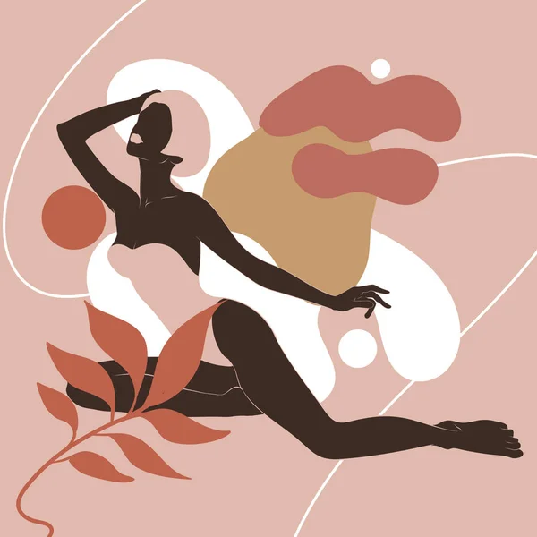 Векторная Ручная Рисованная Минималистическая Иллюстрация Сидящей Девушки Стрижкой Качка Творческое — стоковый вектор