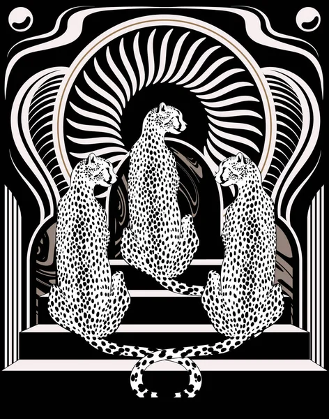 Διανυσματική Ζωγραφισμένη Στο Χέρι Απεικόνιση Του Τσιτάχ Απομονωμένη Δημιουργική Τέχνη — Διανυσματικό Αρχείο
