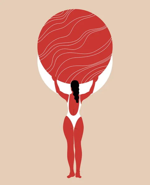 Ilustración Dibujada Mano Vectorial Mujer Aislada Obra Creativa Plantilla Para — Vector de stock