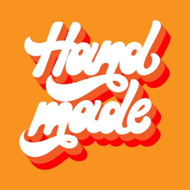 El yapımı. Harfleri izole edilmiş vektör eli. Kart, poster, afiş, tişört, rozet, yama için baskı şablonu.