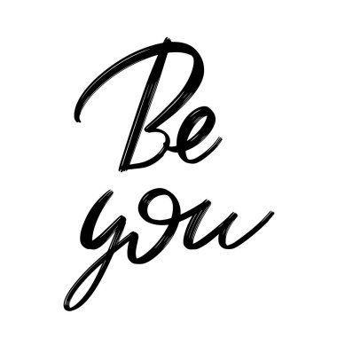 Kendin ol. Harfleri izole edilmiş vektör eli. Kart, poster, afiş, tişört, rozet, yama için baskı şablonu.