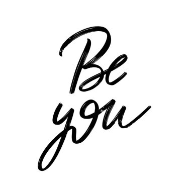 Kendin ol. Harfleri izole edilmiş vektör eli. Kart, poster, afiş, tişört, rozet, yama için baskı şablonu.