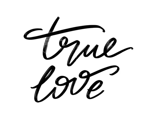 True Love Vector Hand Drawn Lettering Isolated Template Card Poster — 스톡 벡터