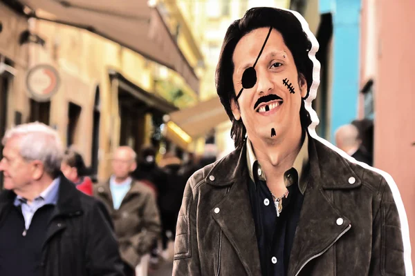 Sanremo Italy February 2017 Icon Made Ermal Meta Cardboard Defaced — Stock Photo, Image
