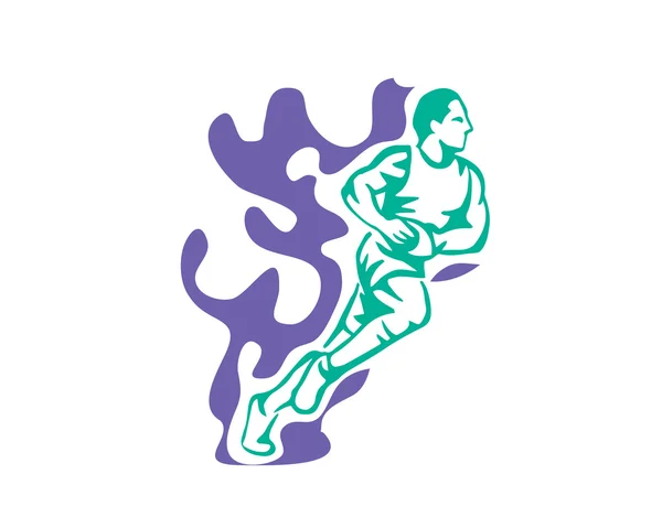 Moderner australischer Rugbyspieler im Action-Logo — Stockvektor