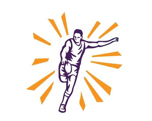 Modern Australian Rugby Player In Action Logo — Stockový vektor