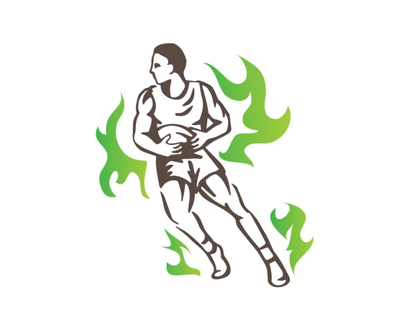 Modern Australian Rugby Player em ação Logo — Vetor de Stock