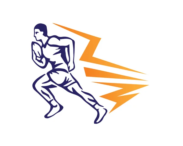 Logo moderno jugador de rugby australiano en acción — Archivo Imágenes Vectoriales