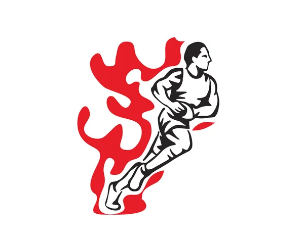 Logo del moderno giocatore australiano di rugby in azione — Vettoriale Stock