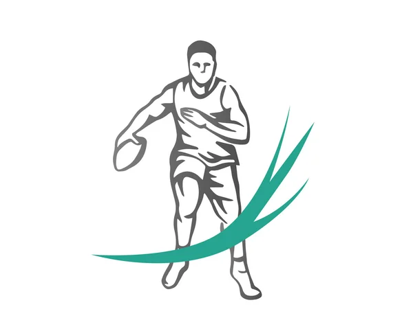 Logo du joueur australien moderne de rugby en action — Image vectorielle