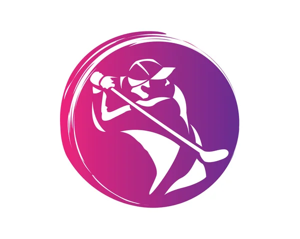 Logo de golf moderne - Cercle professionnel de symbole de golf violet — Image vectorielle