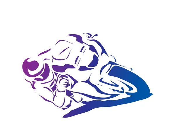 Leidenschaftlicher Motorradrennfahrer im Action-Logo - Vollgas-Kurvenfahrt — Stockvektor