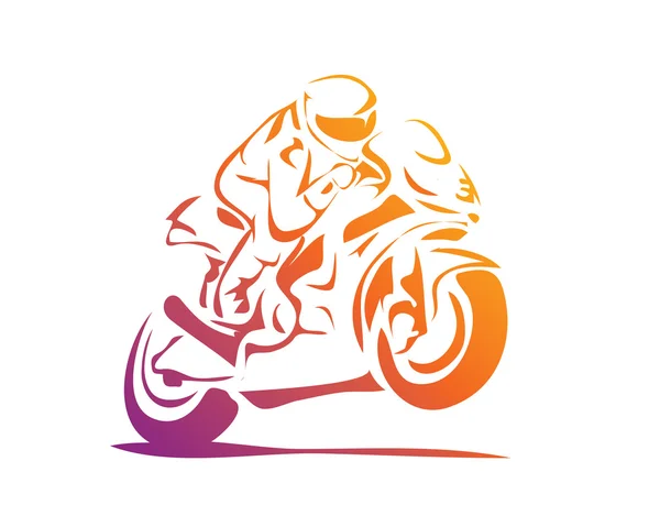 Apaixonado motocicleta Racer em ação Logo - Agressivo Iniciar Técnica —  Vetores de Stock