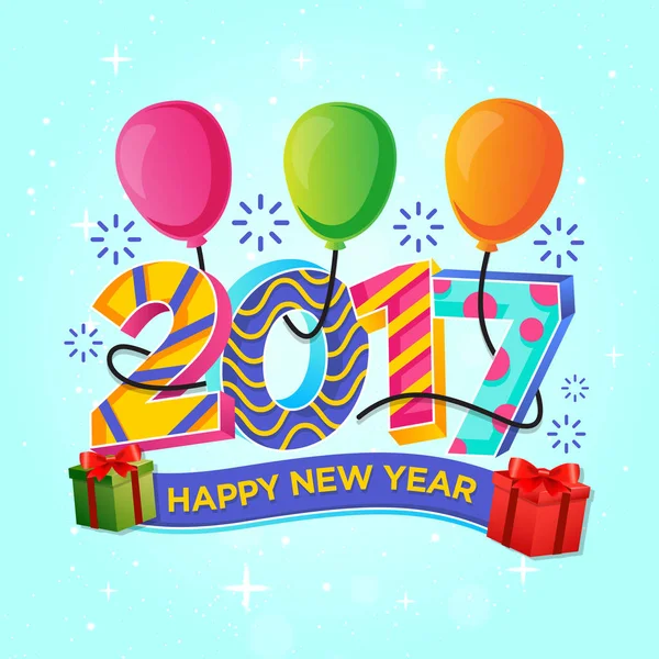 Ano Novo feliz moderno 2017 Cartão de celebração — Vetor de Stock