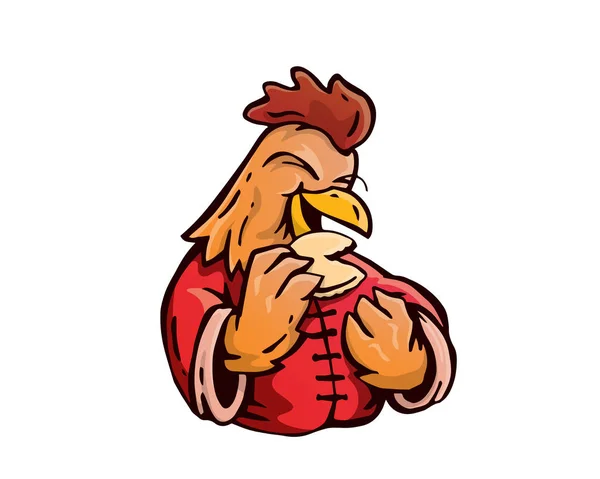 Nouvel An chinois mignon 2017, Coq mangeant du caractère Fortune Cookies Illustration — Image vectorielle