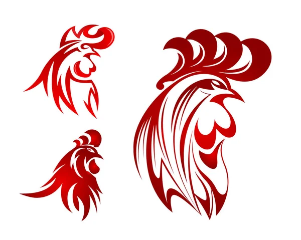 Abstrakcja Czerwony kogut głowę Symbol Logo — Wektor stockowy