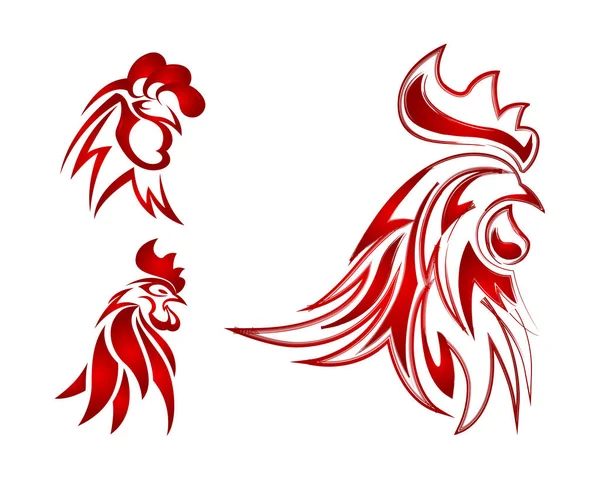 Logotipo de símbolo de cabeza de gallo rojo abstracto — Vector de stock