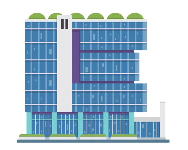 Edificio de oficinas comercial plano moderno — Vector de stock