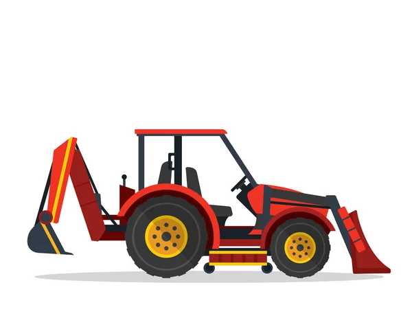 Vehículo agrícola moderno - Tractor retroexcavadora — Vector de stock