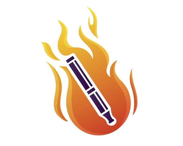 Modern Flaming Vaporizer E-Cigarro Logo — Vetor de Stock