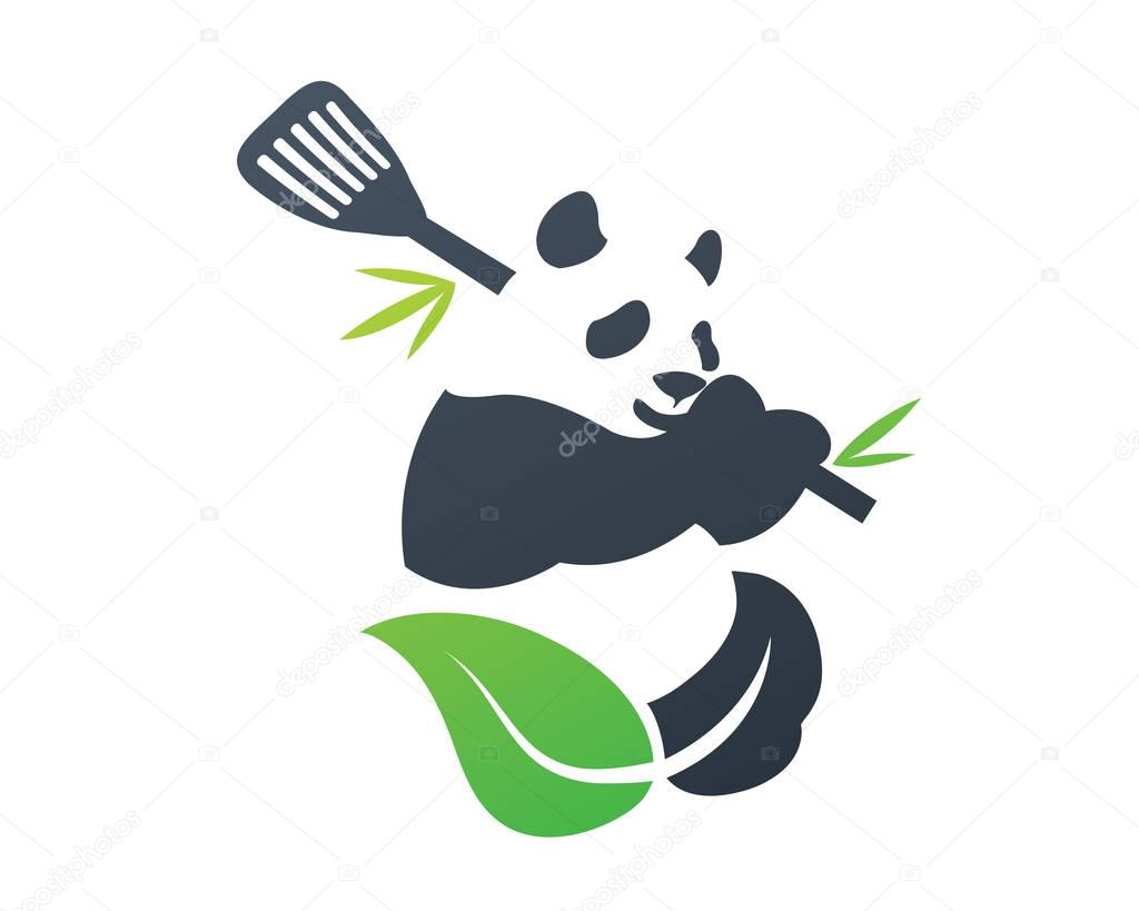 Modern Organic Panda Chef Logo Template