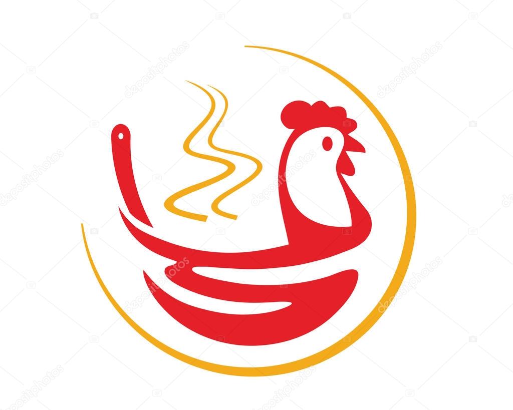 Modern Warm Chicken Soup Noodle Kitchen Logo Template