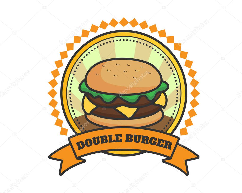 Double Burger Shield Emblem Logo Template