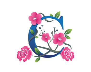 Zarif çiçek C harfi alfabe Logo