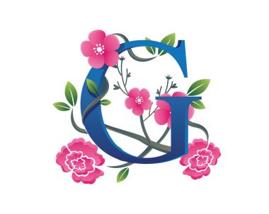 Zarif çiçek G harfi alfabe Logo