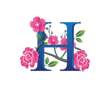Zarif çiçek H harfi alfabe Logo