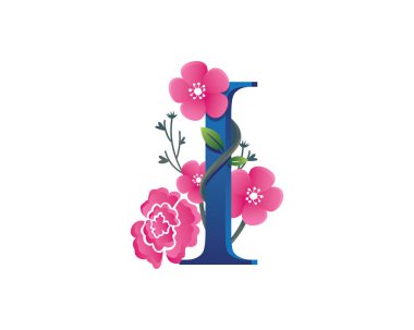 Zarif çiçekli alfabe Logo mektup