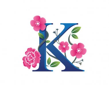 Zarif çiçek K harfi alfabe Logo
