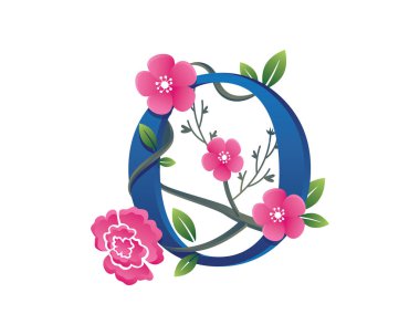 Zarif çiçek O harf alfabe Logo