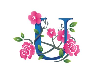 Zarif çiçek U harfi alfabe Logo
