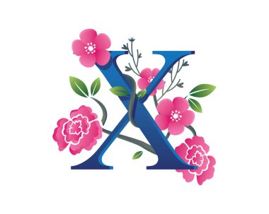 Zarif çiçek X harfi alfabe Logo