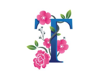 Zarif çiçek T harfi alfabe Logo