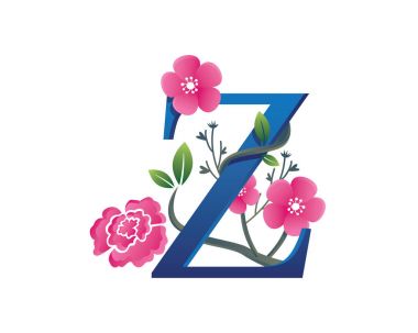 Zarif çiçek Z harfi alfabe Logo
