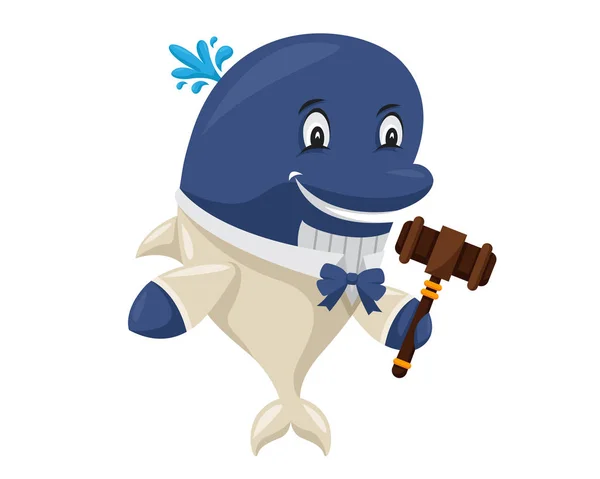 Leilão bonito Baleia Azul Personagem dos desenhos animados —  Vetores de Stock