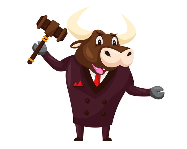 Bonito Leilão Bull Caráter dos desenhos animados —  Vetores de Stock