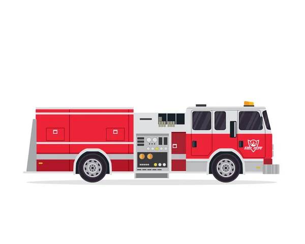 Modern Flat Isolated Firefighter Truck Illustration — Stock Vector