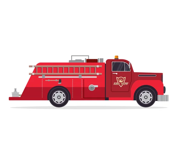 Modern Flat Isolated Firefighter Truck Illustration — Stock Vector