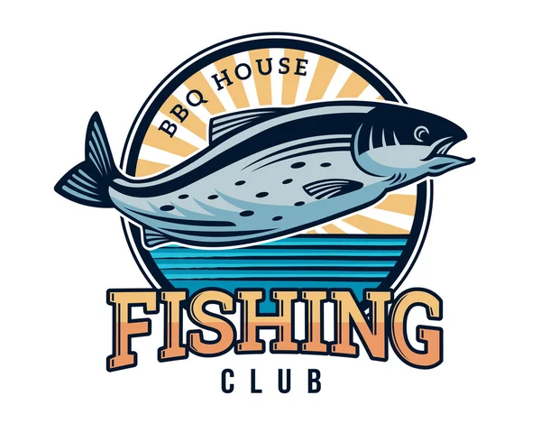 Moderní letní rybaření Logo odznak ilustrace — Stockový vektor